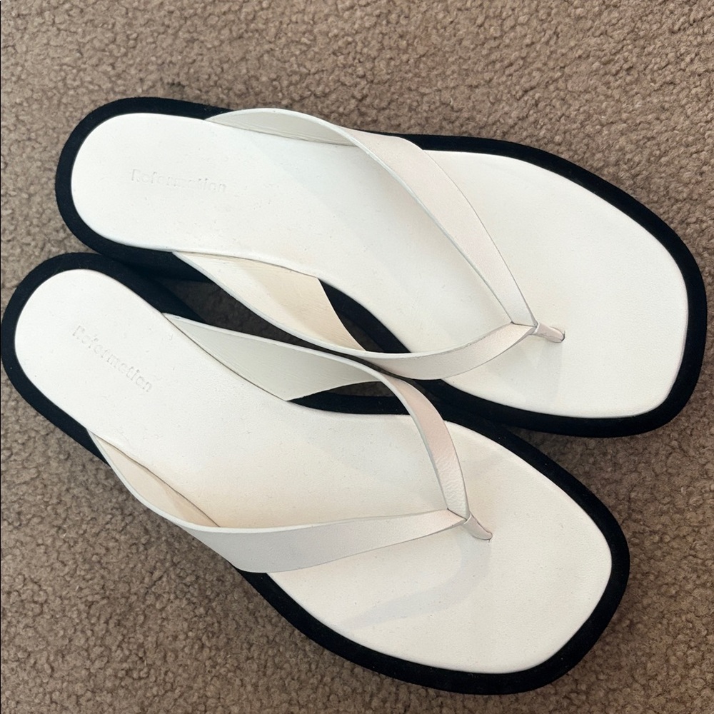 Reformation White and Black Sandals